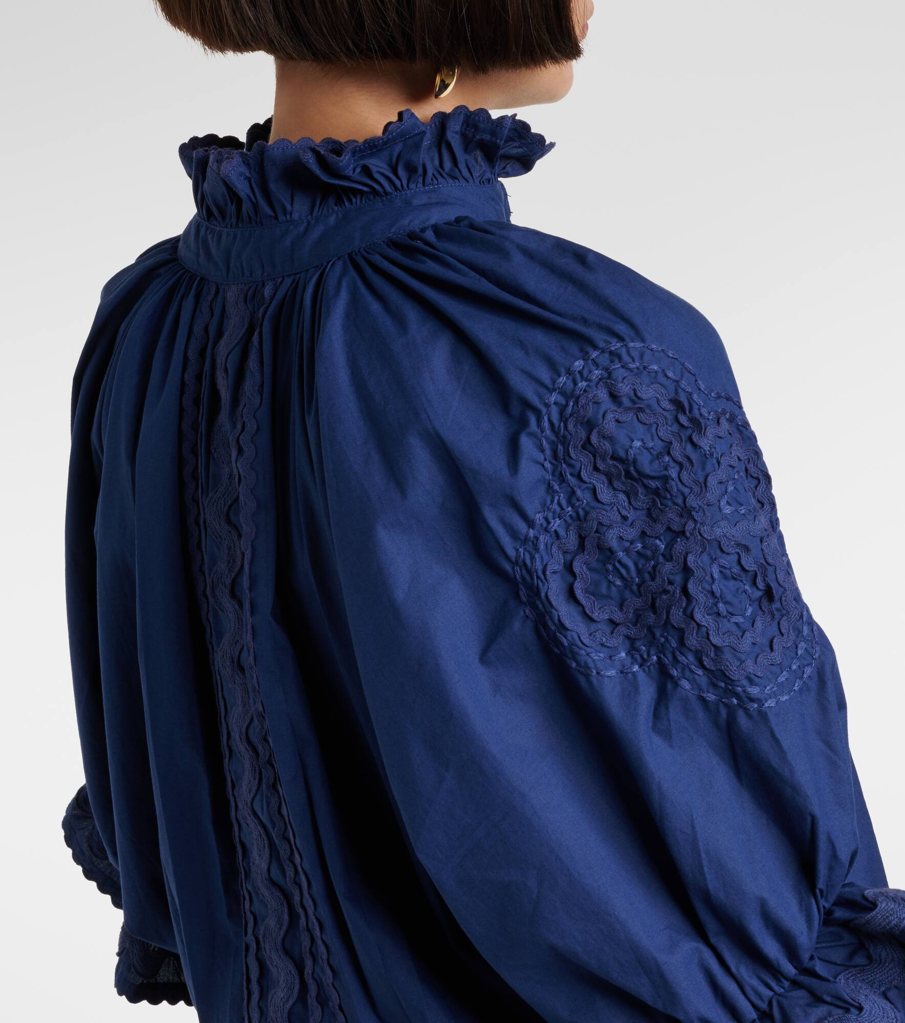 Embroidered cotton poplin minidress - 6