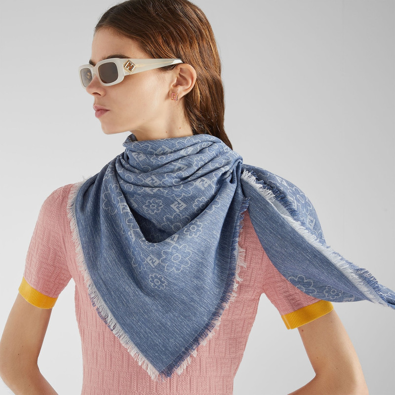 FF Shawl Blue cotton and silk shawl 4