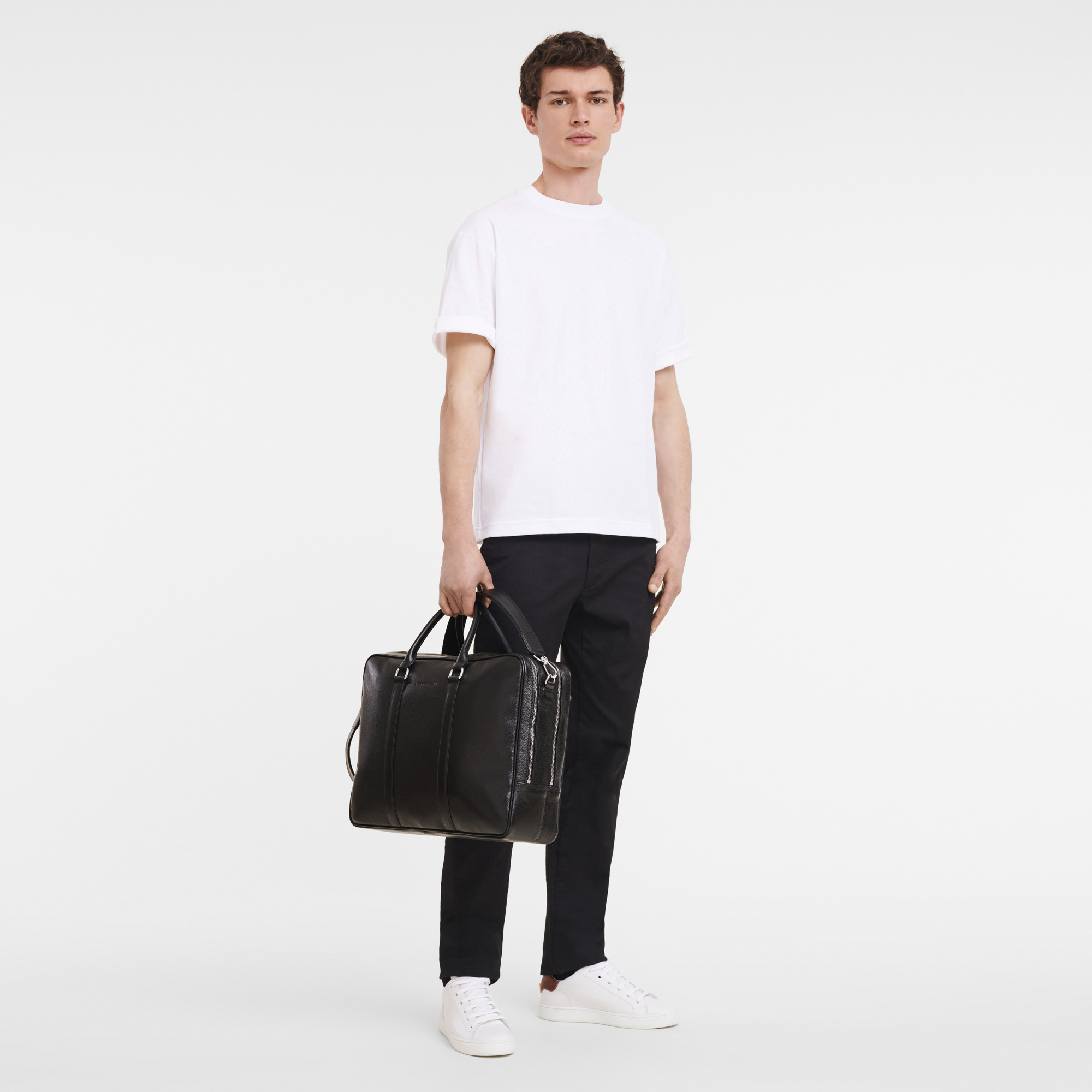 Le Foulonné L Briefcase Black - Leather - 2