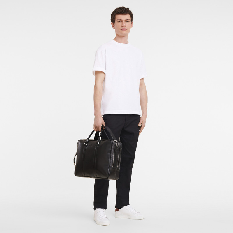 Longchamp Le Foulonné L Briefcase Black - Leather outlook