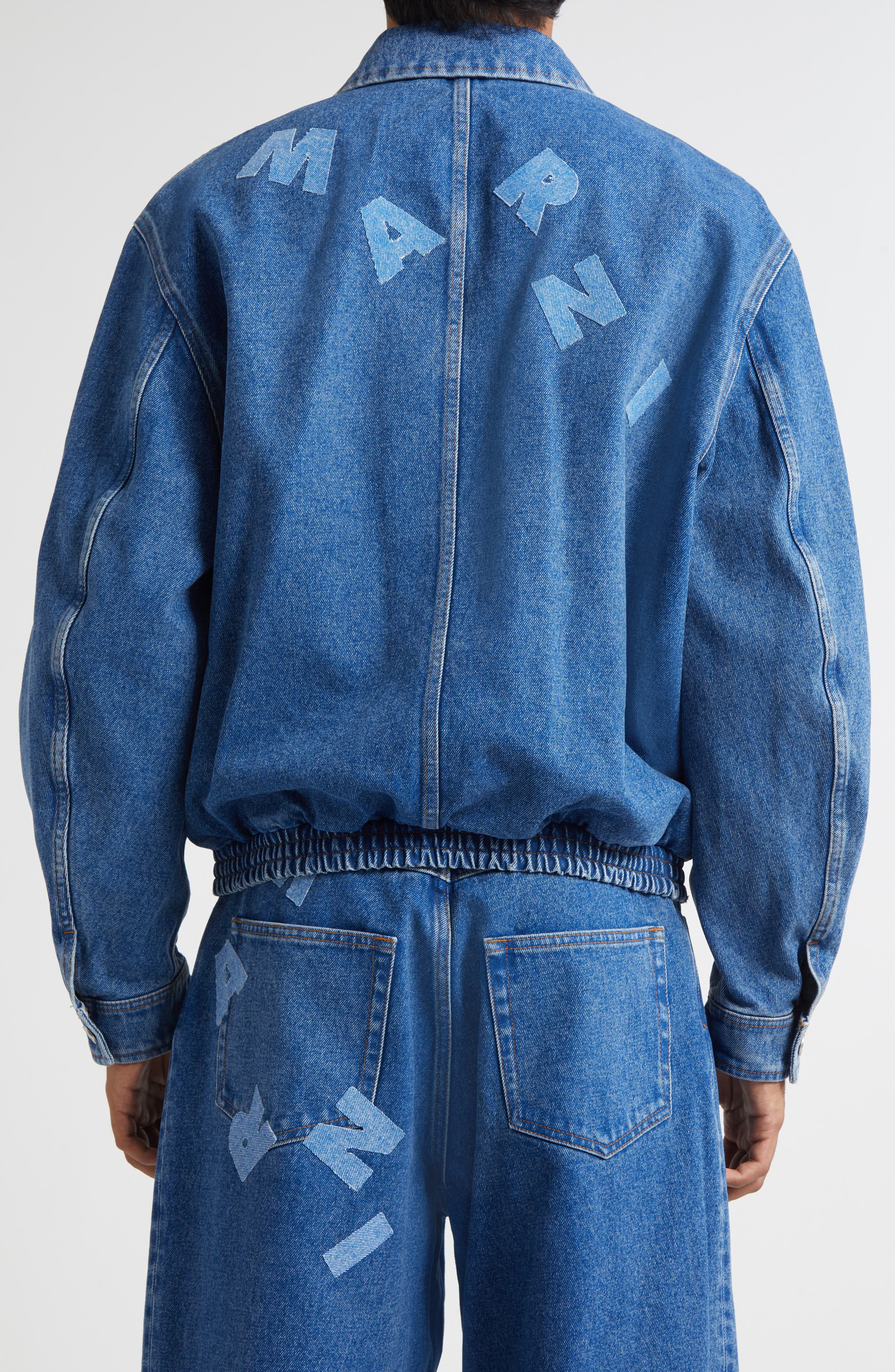 Marni Denim Bomber Jacket in Ocean at Nordstrom - 3