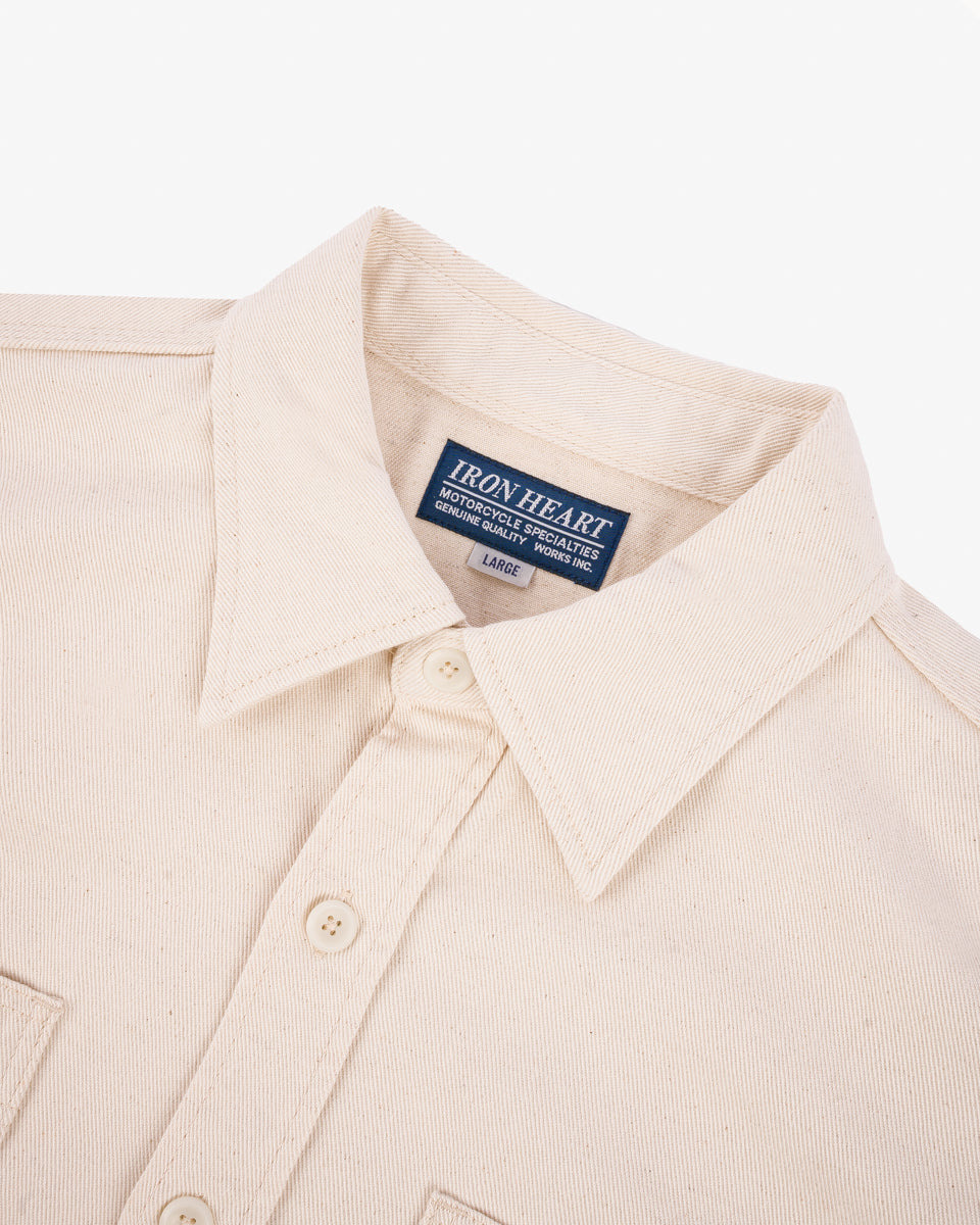 IHSH-414-WHT 9oz Cotton Linen Work Shirt - Off White - 4