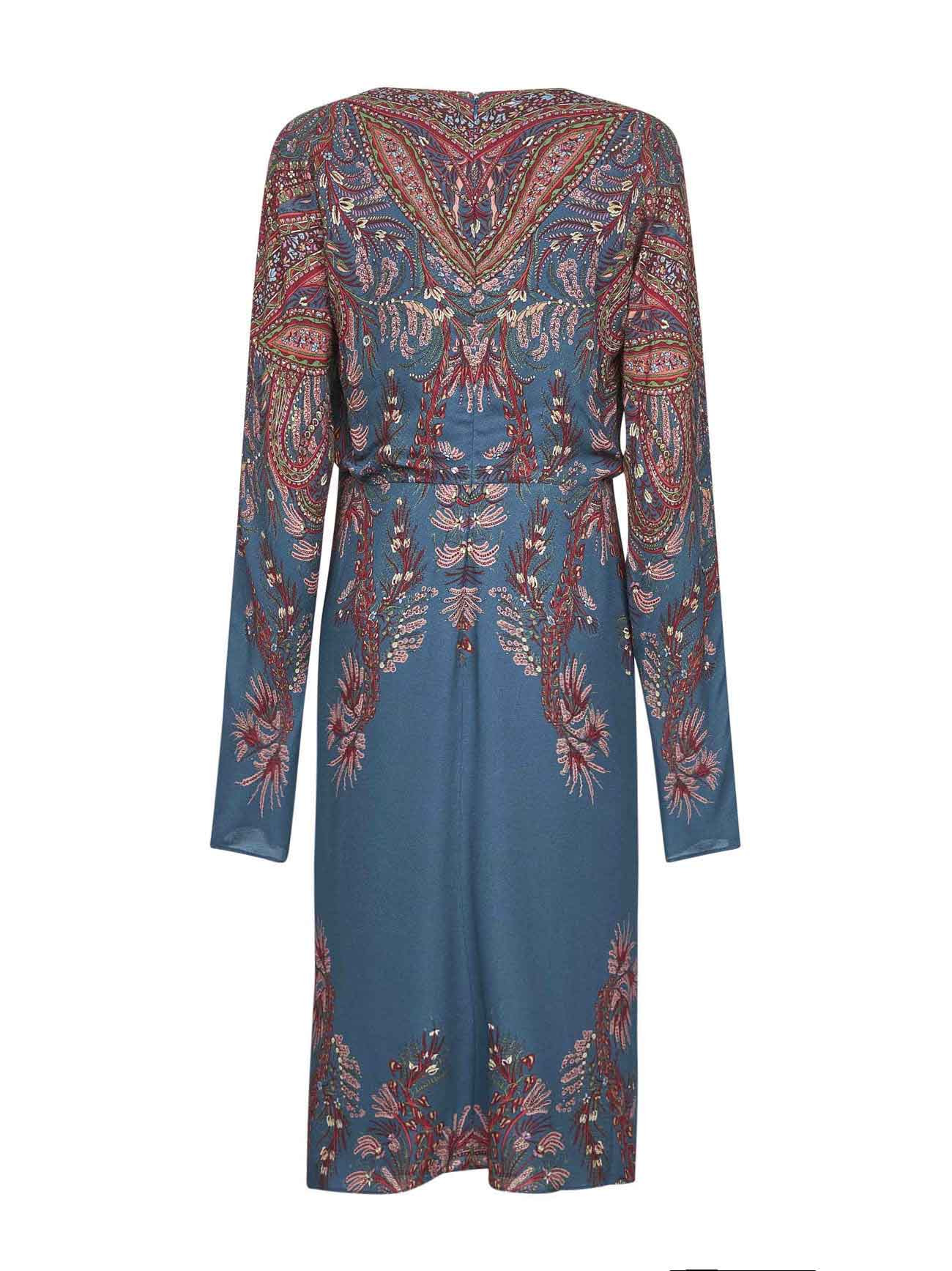 Light blue printed stretch viscose midi dress - 2