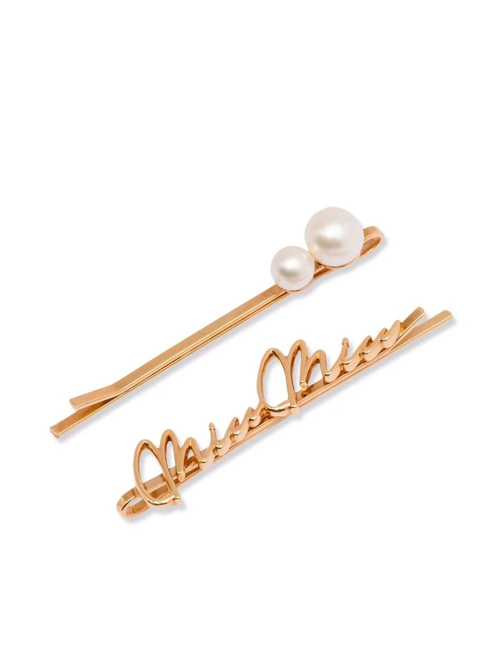 logo-signature pearl hair clip - 3