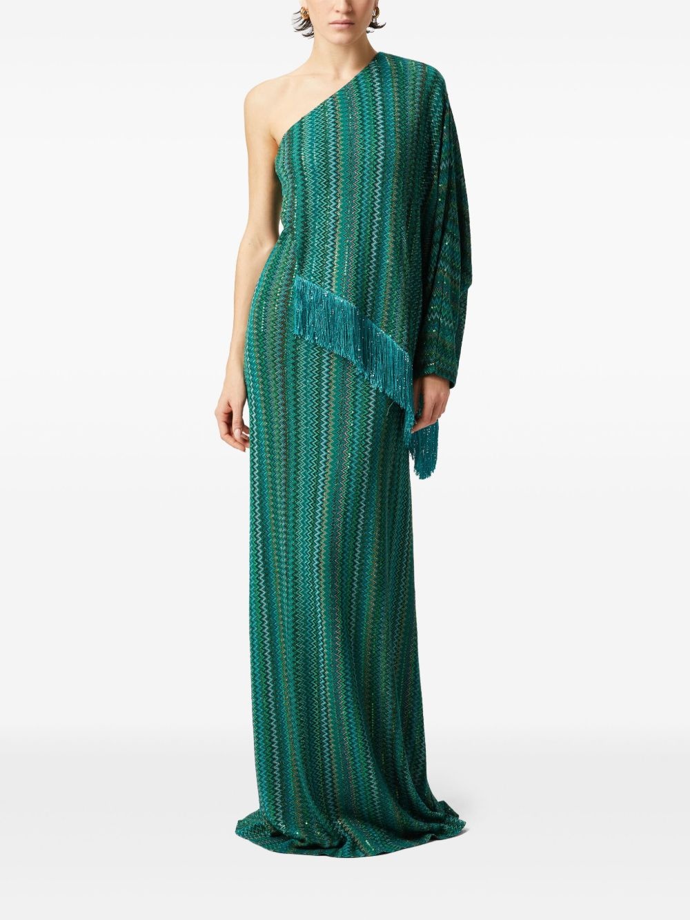 zigzag one-shoulder dress - 2