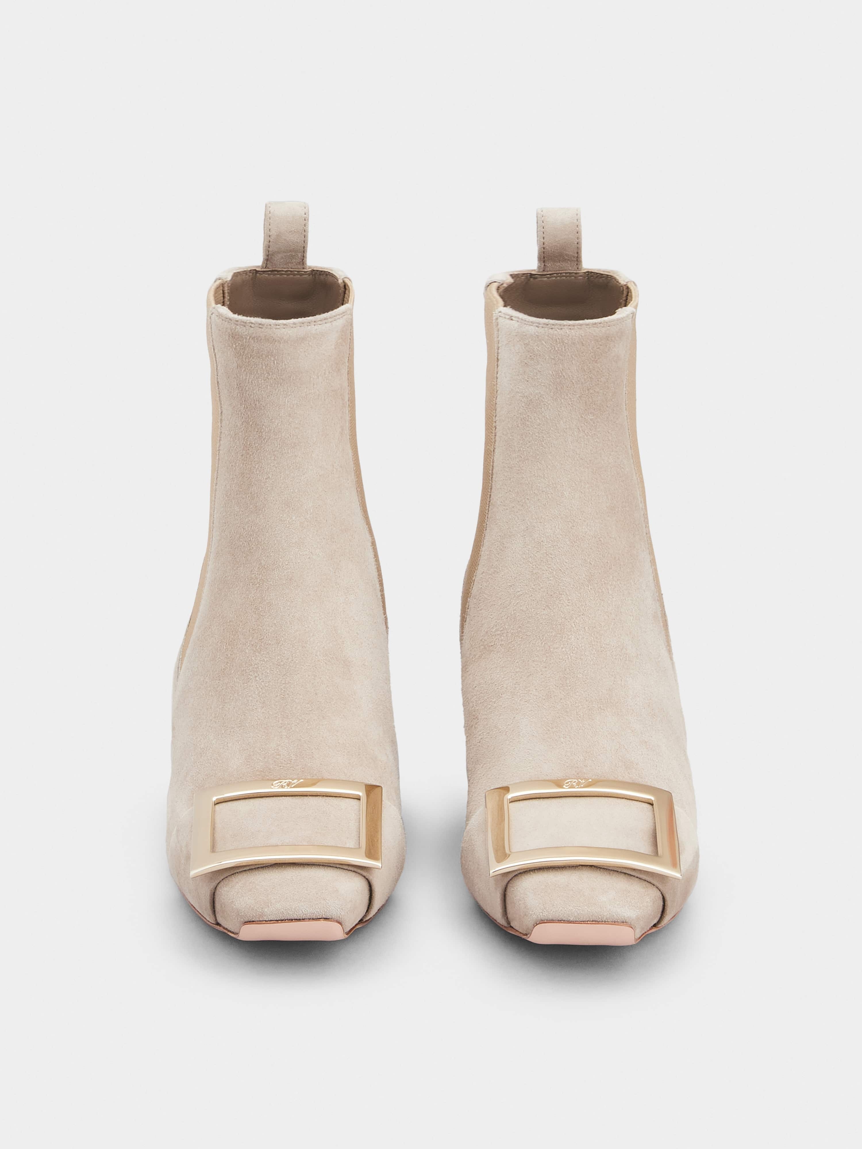 Trompette Metal Buckle Chelsea Booties in Suede - 7