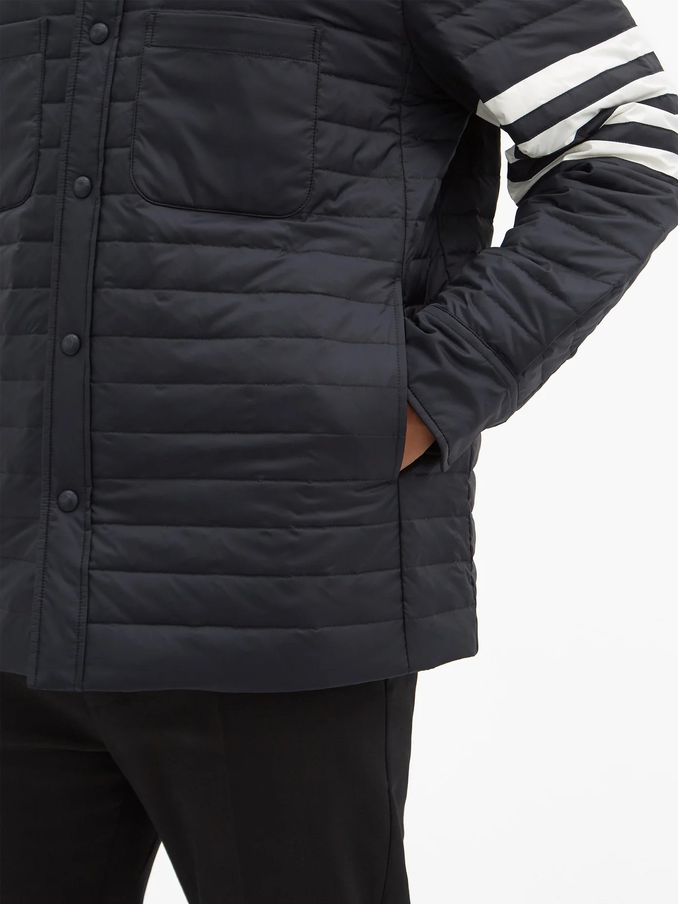 Four-bar quilted down jacket - 3