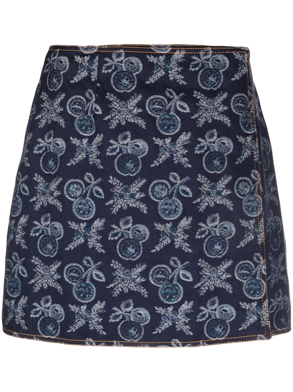 apple-jacquard denim miniskirt - 1