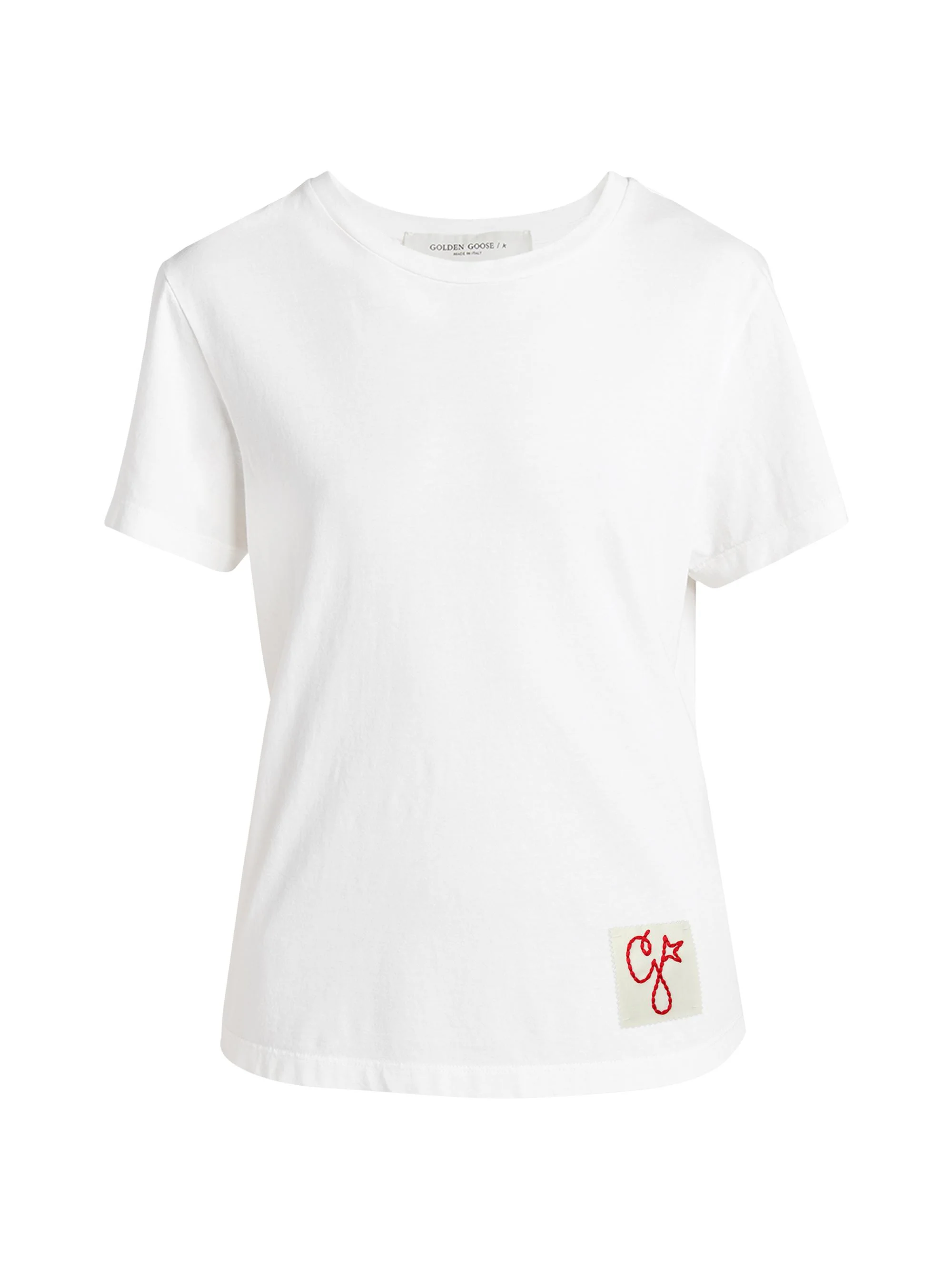 Women's Golden Distressed Cotton T-Shirt - White - 1
