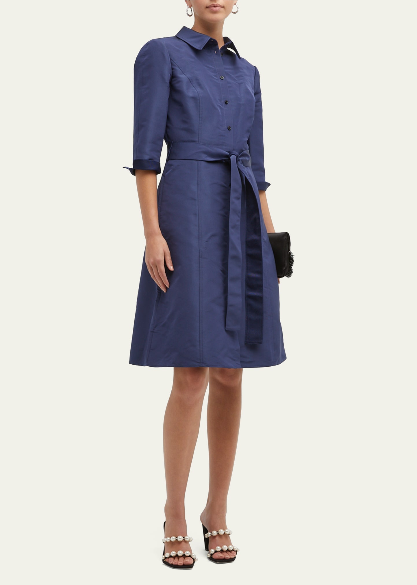 Faille 3/4-Sleeve Shirtdress - 2