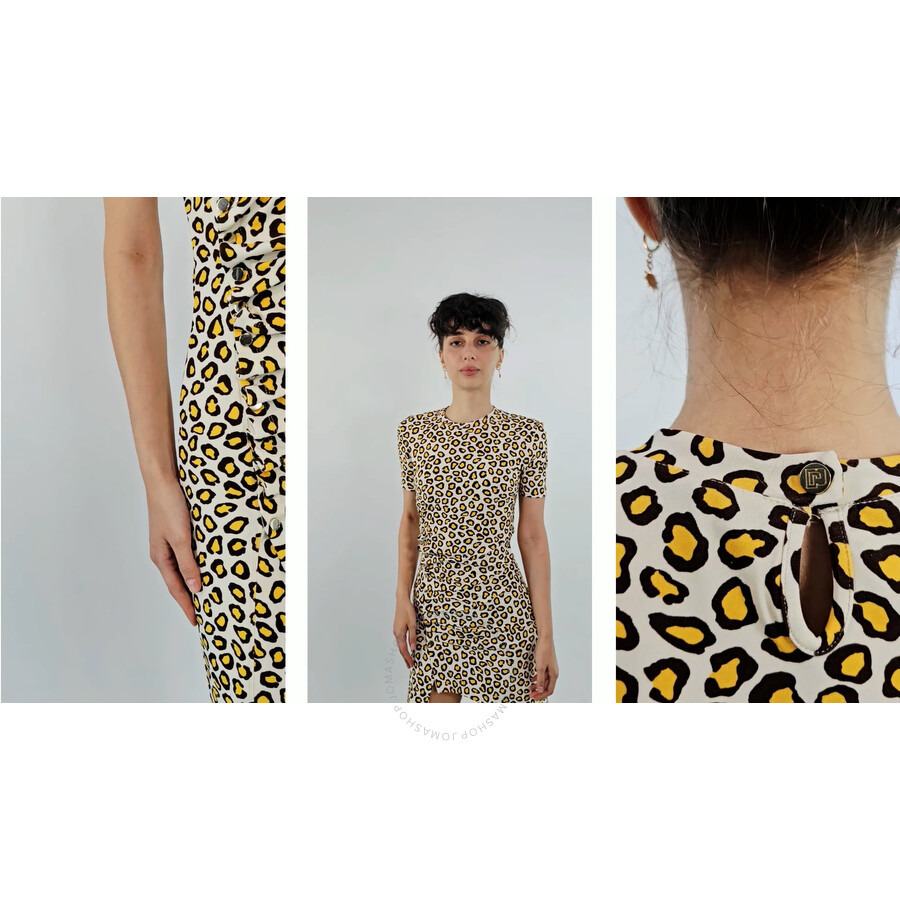 Rabanne Leopard Print Draped Short Dress - 3