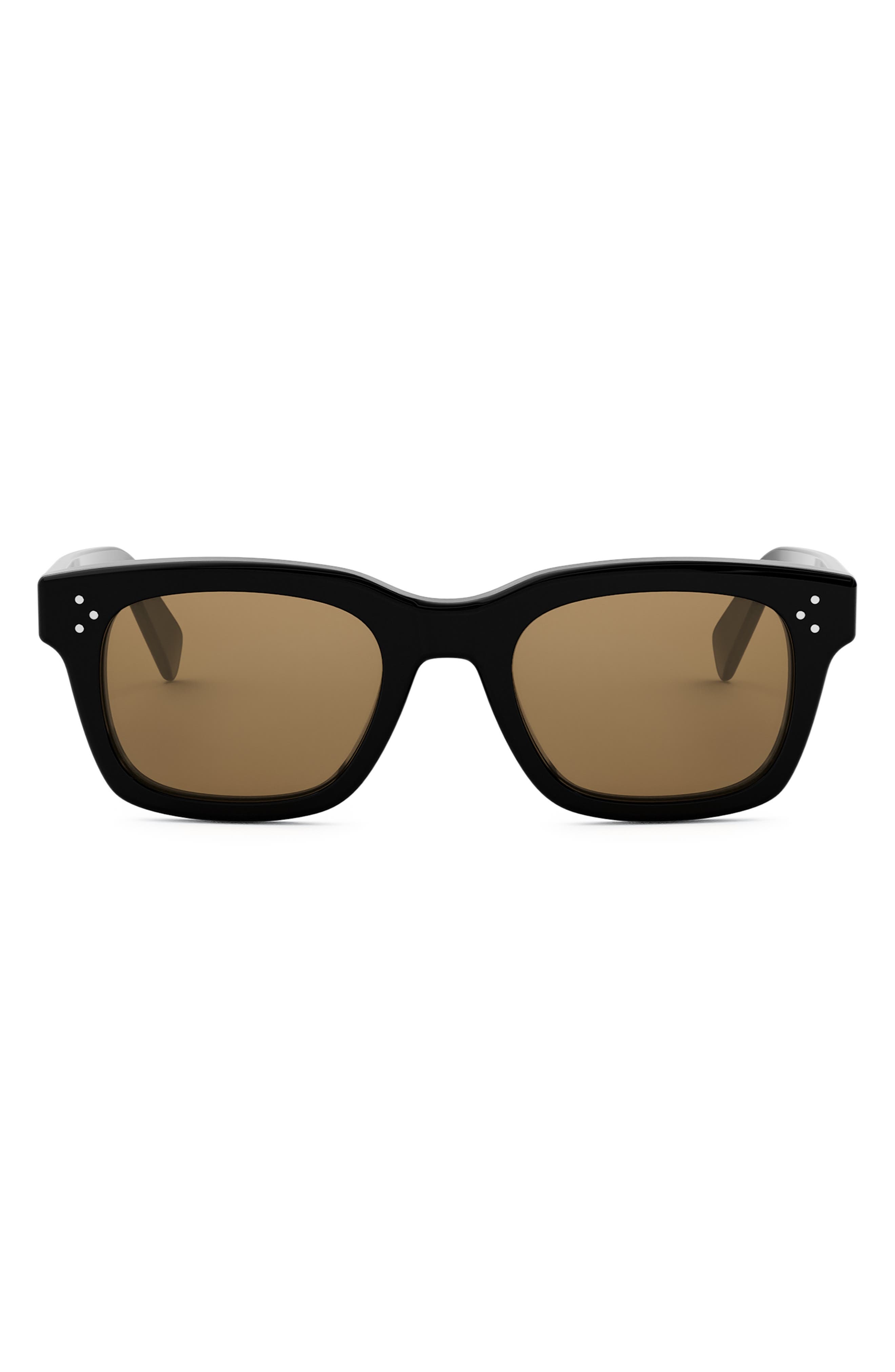 CELINE Bold 3 Dots 50mm Square Sunglasses in Shiny Black /Roviex at Nordstrom - 1