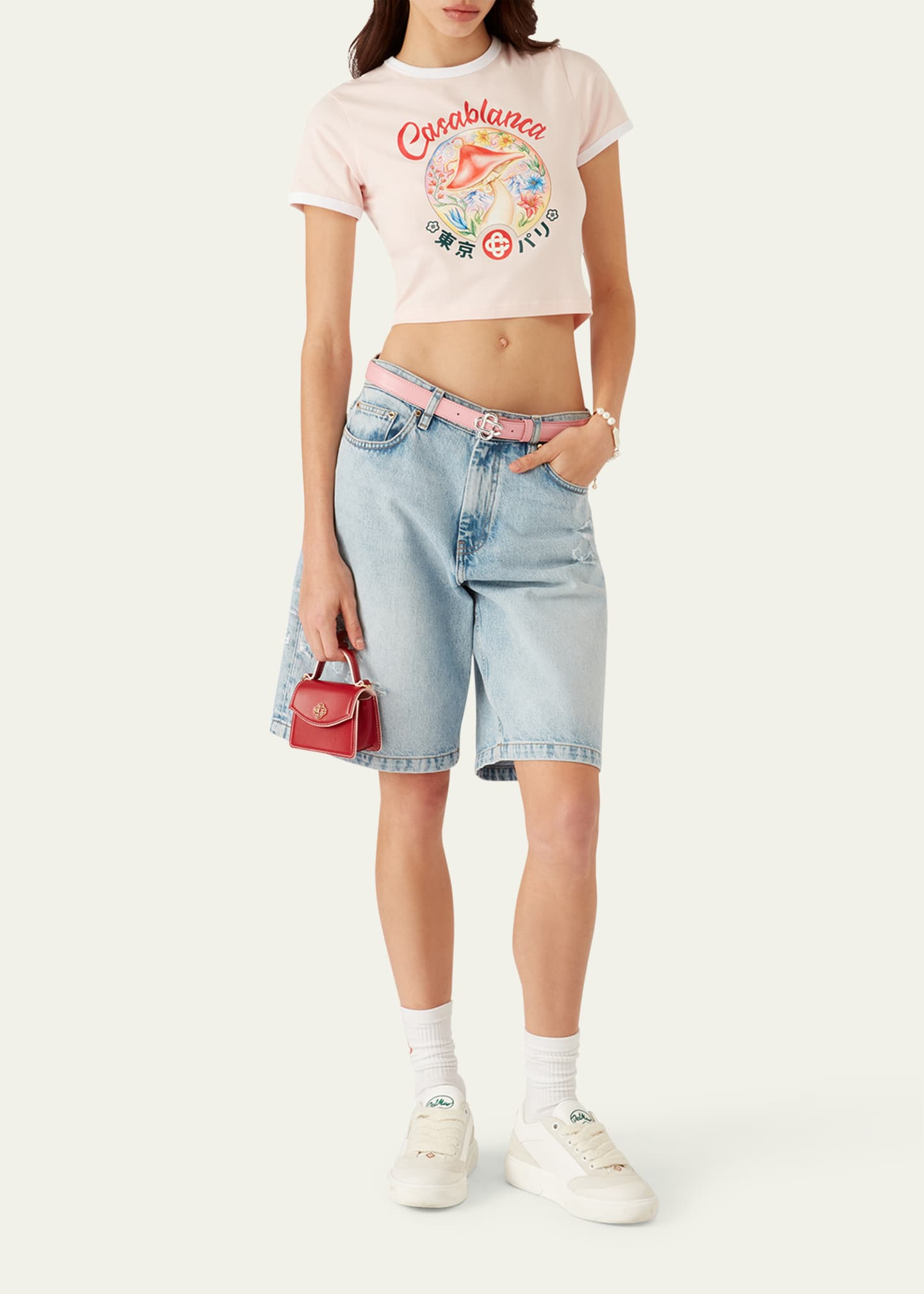 Mushroom Emblem Print Crop Baby T-Shirt - 2