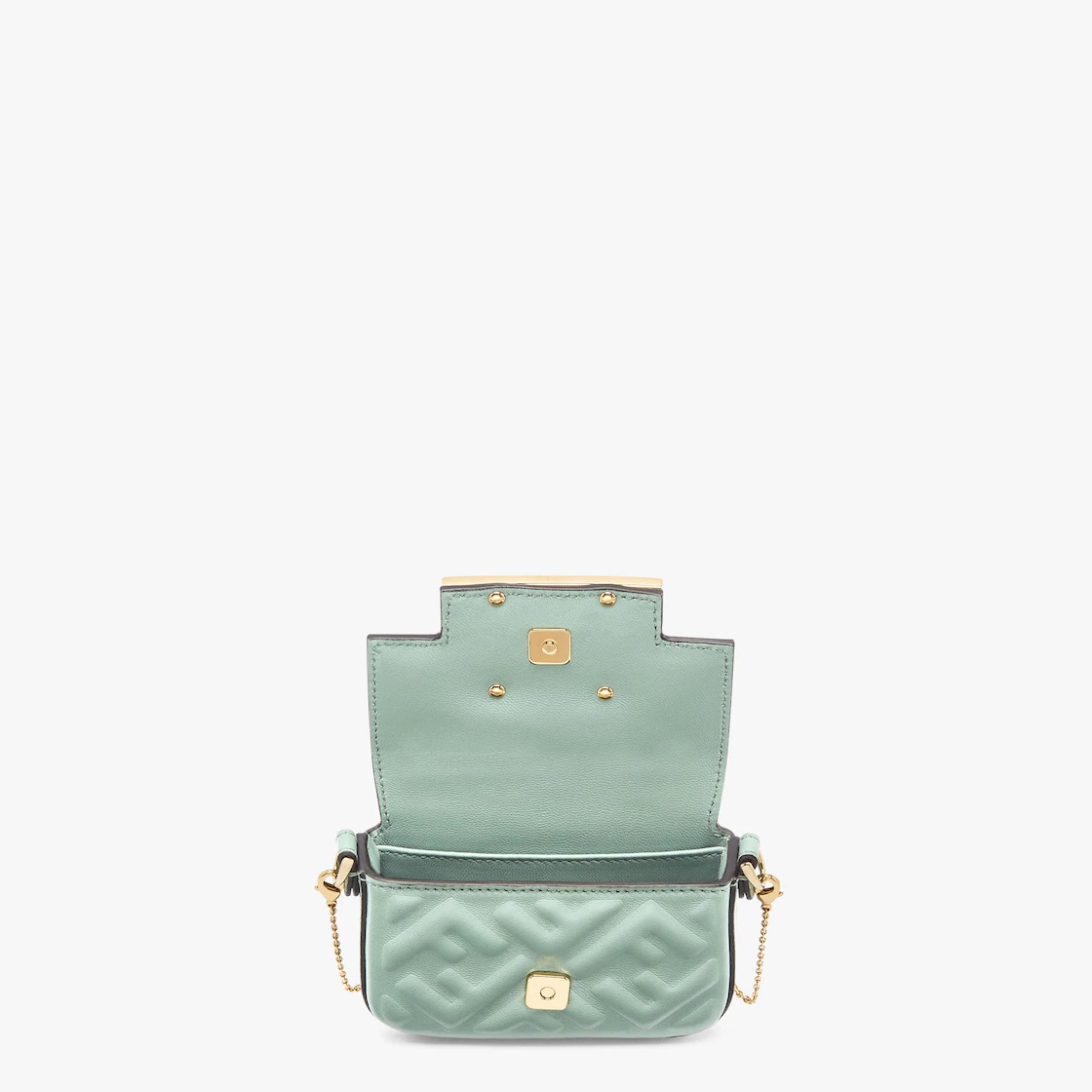 Mint green nappa leather charm with FF motif - 4