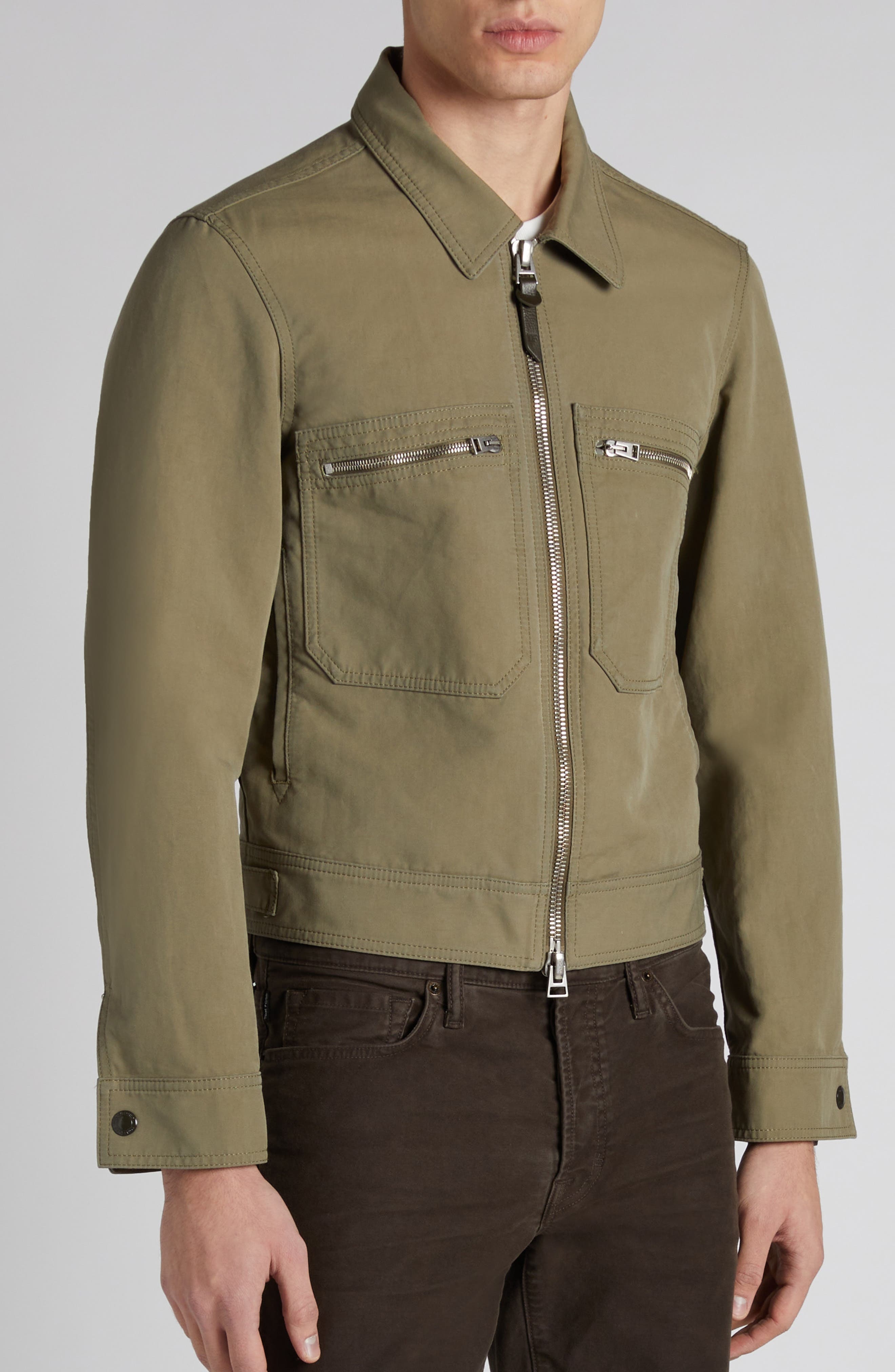 TOM FORD Cotton Trucker Jacket in Fg195 Olive at Nordstrom - 5