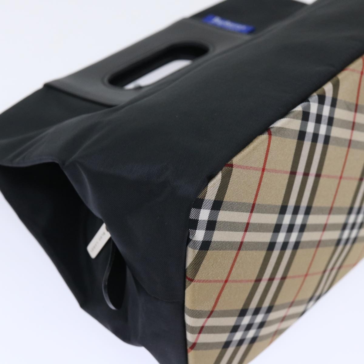 Burberry Nova Check Blue Label Hand Bag Nylon Black Beige - 14