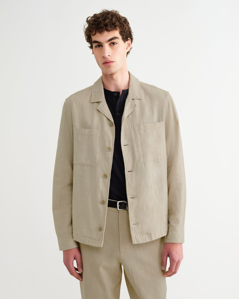 Wax London Aldred - Natural Linen-Cotton Revere Overshirt outlook