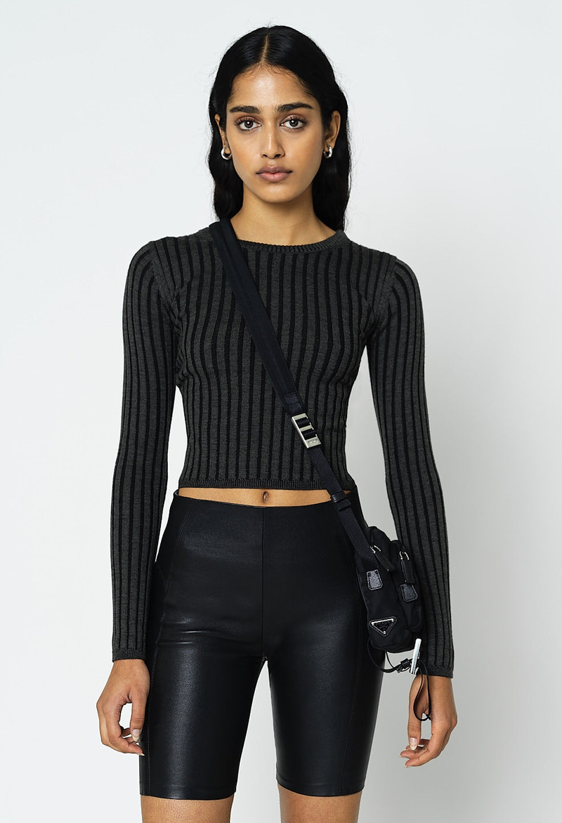 REVEAL SILK CASHMERE RIB CROPPED CREW 5
