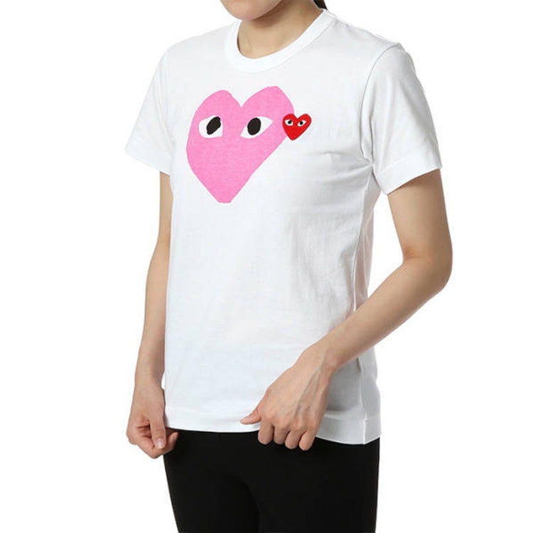 (WMNS) COMME des GARCONS PLAY Colored Heart Tee 'White Pink' AZ-T105-051-4 - 5