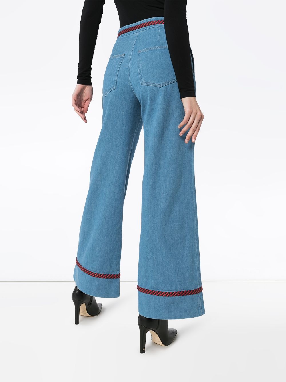 Web trim wide-leg jeans - 4