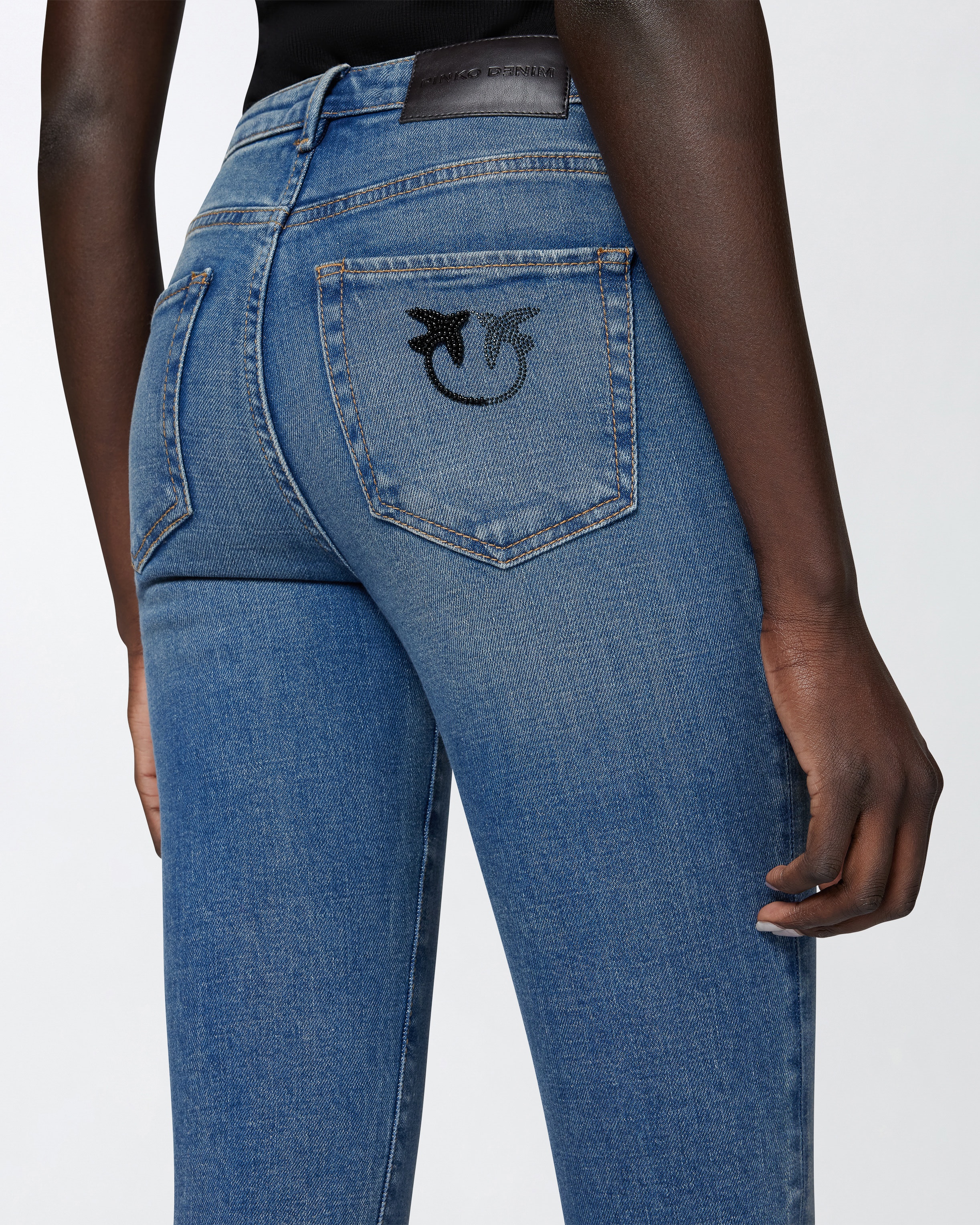 SKINNY ANKLE-LENGTH JEANS WITH RHINESTONE EMBROIDERY - 5