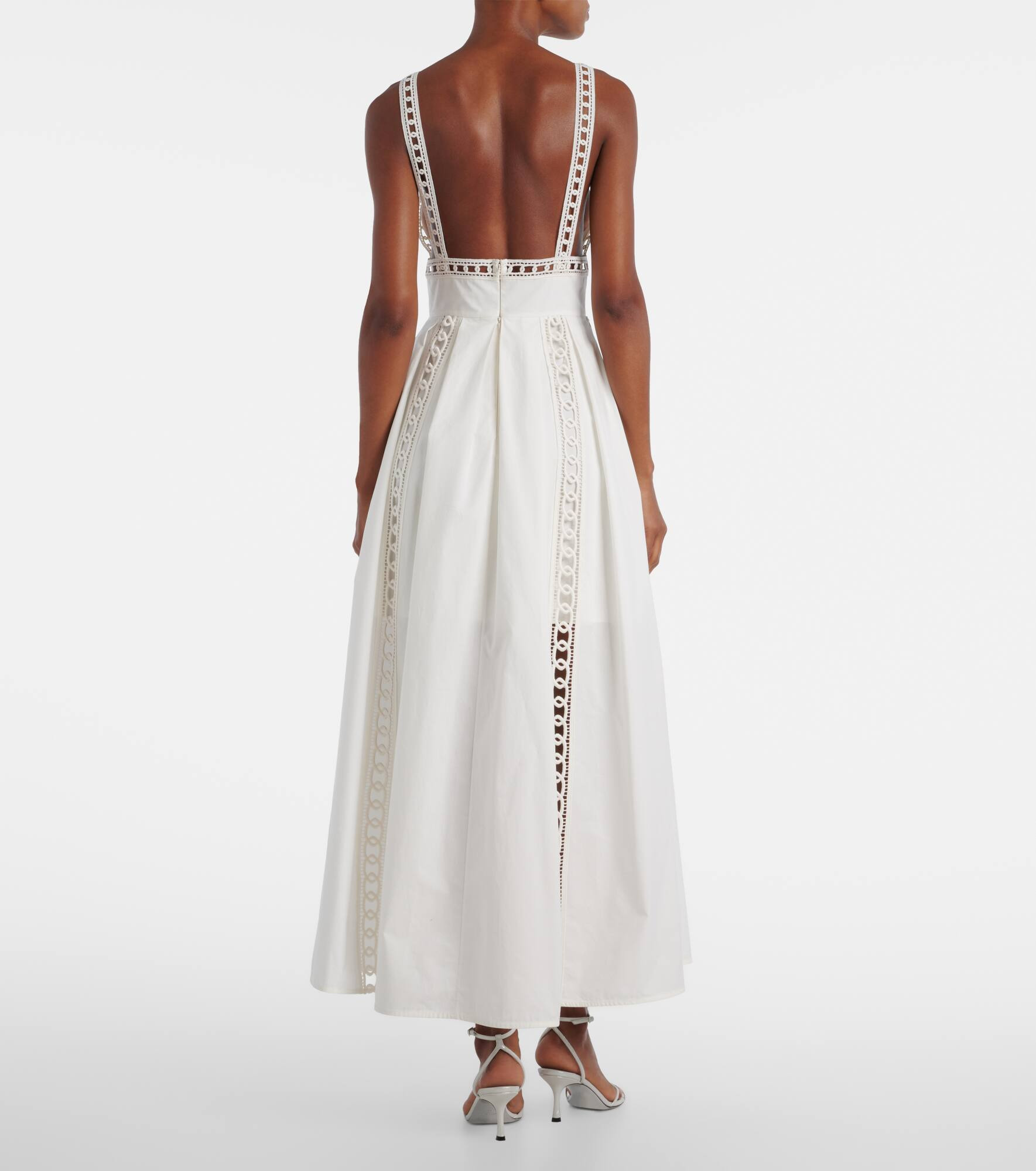 Embroidered cotton-blend midi dress - 3