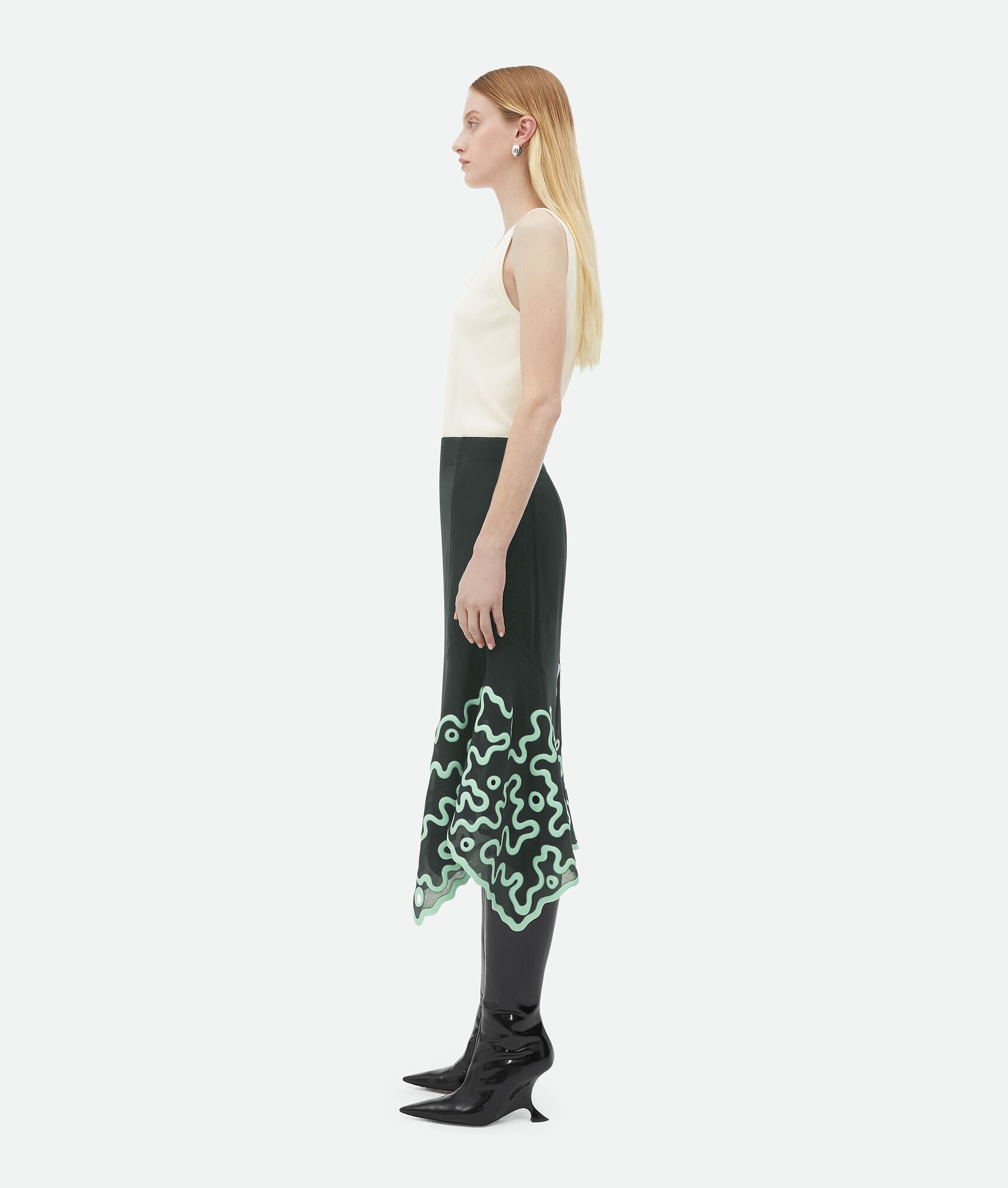 Cotton Midi Skirt With Silicone Motif - 2