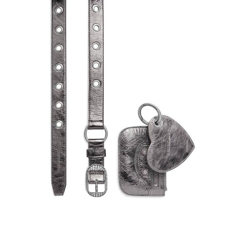 Women's Le Cagole Charms Belt Metallized With Rhinestones in Silver 1