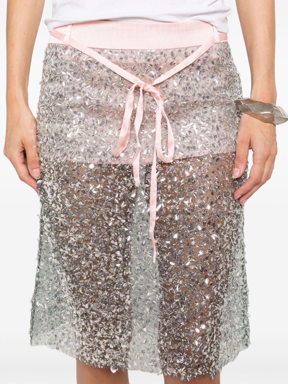 sequin-embellished drawstring skirt - 5