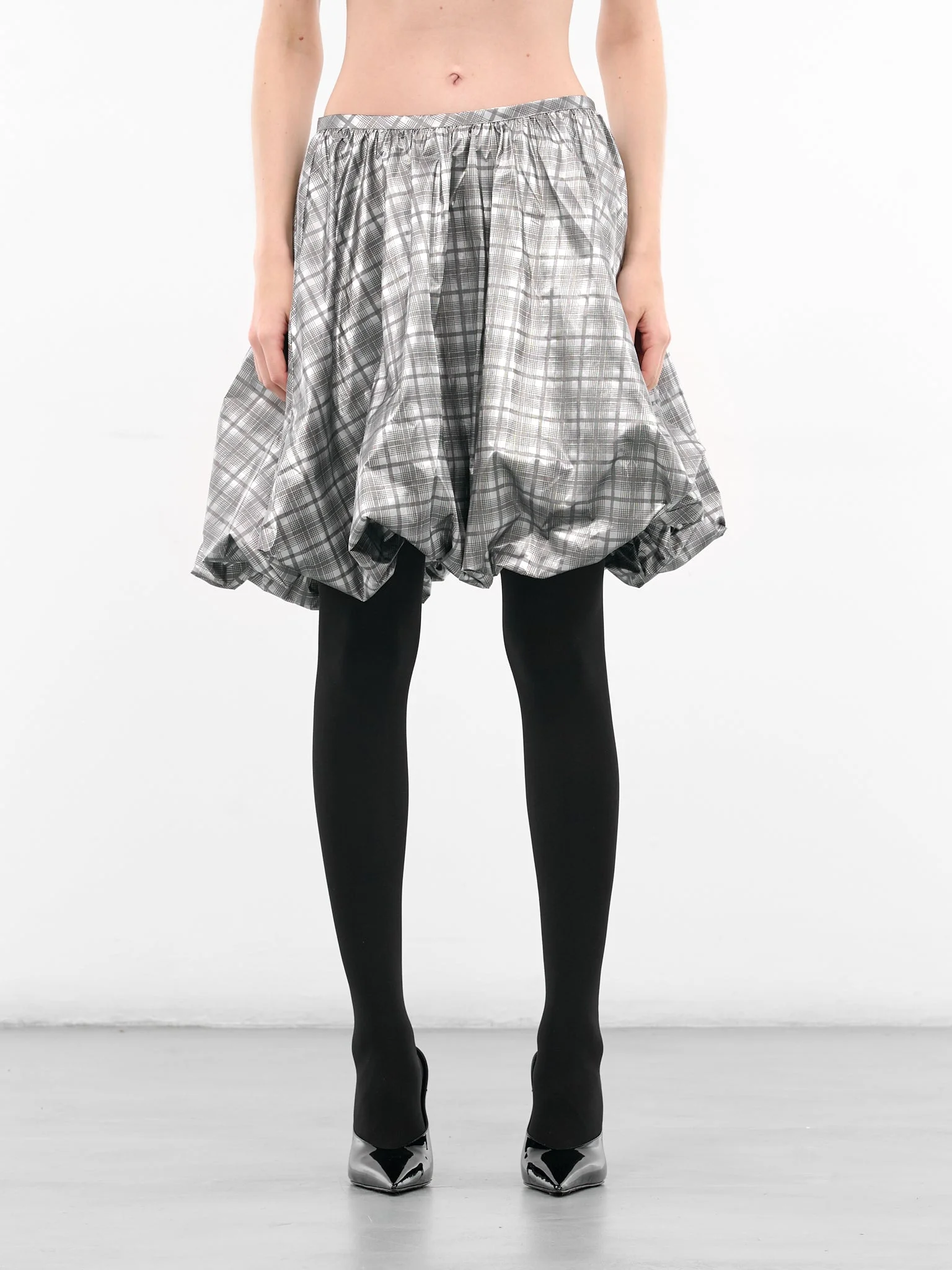 Reflective Check Melo Puff Skirt - 1