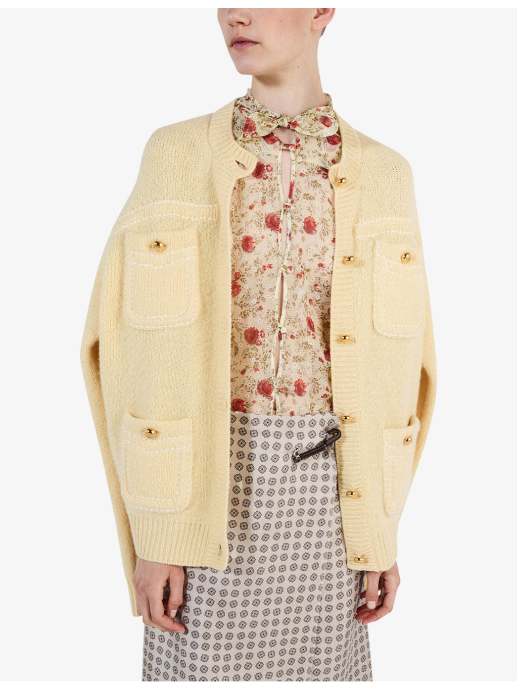 Patch-pocket oversized-fit cashmere cardigan - 3