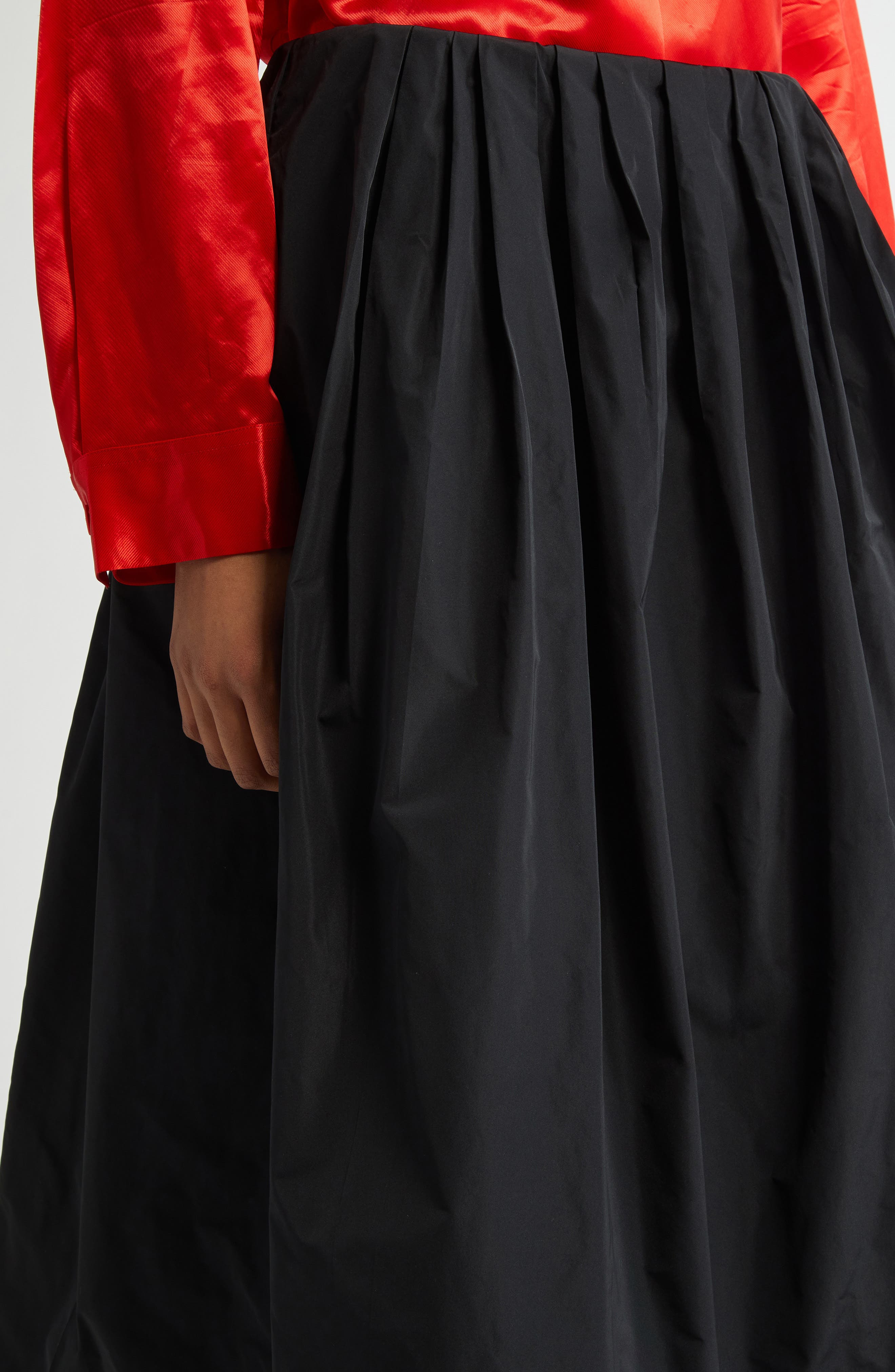 Jil Sander Pleated Taffeta Midi Skirt in Black at Nordstrom - 5