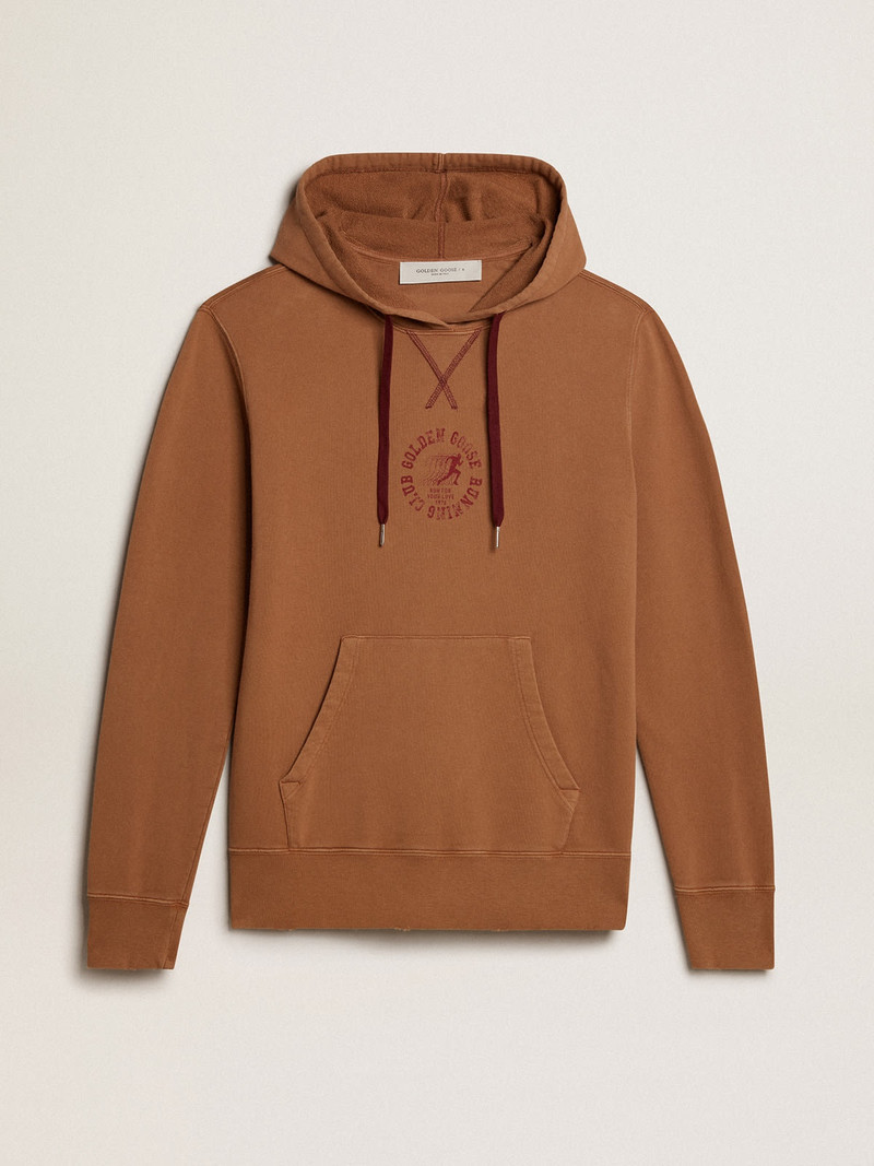 Malt-colored cotton sweatshirt with hood 1