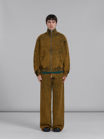 Marni BROWN MARBLE-DYED DENIM BOMBER JACKET outlook