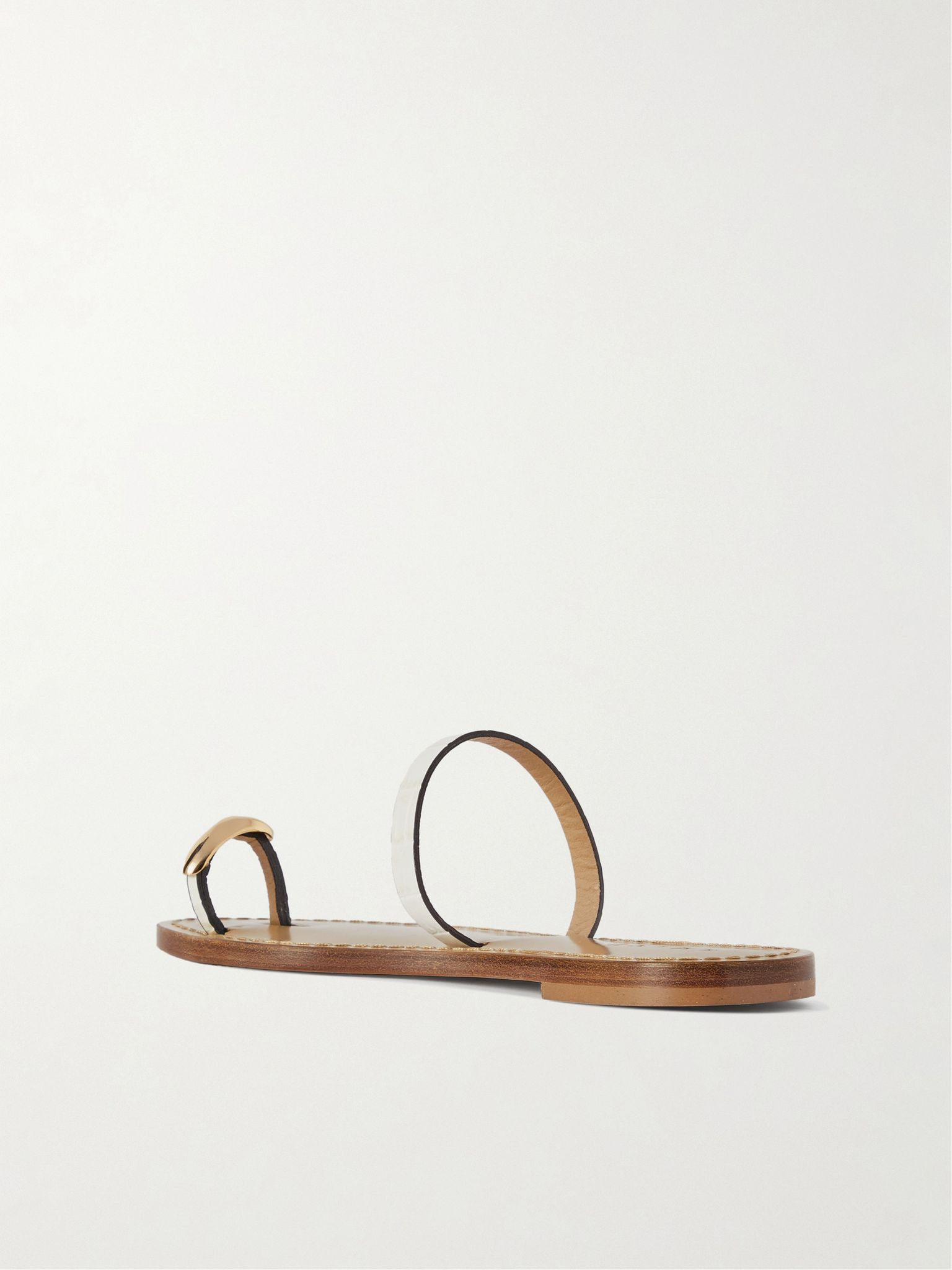The Kibera embellished croc-effect leather sandals Cream - 3