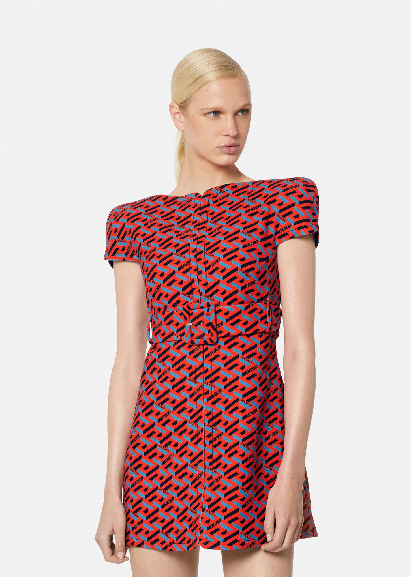 La Greca Pattern Wool Dress - 2