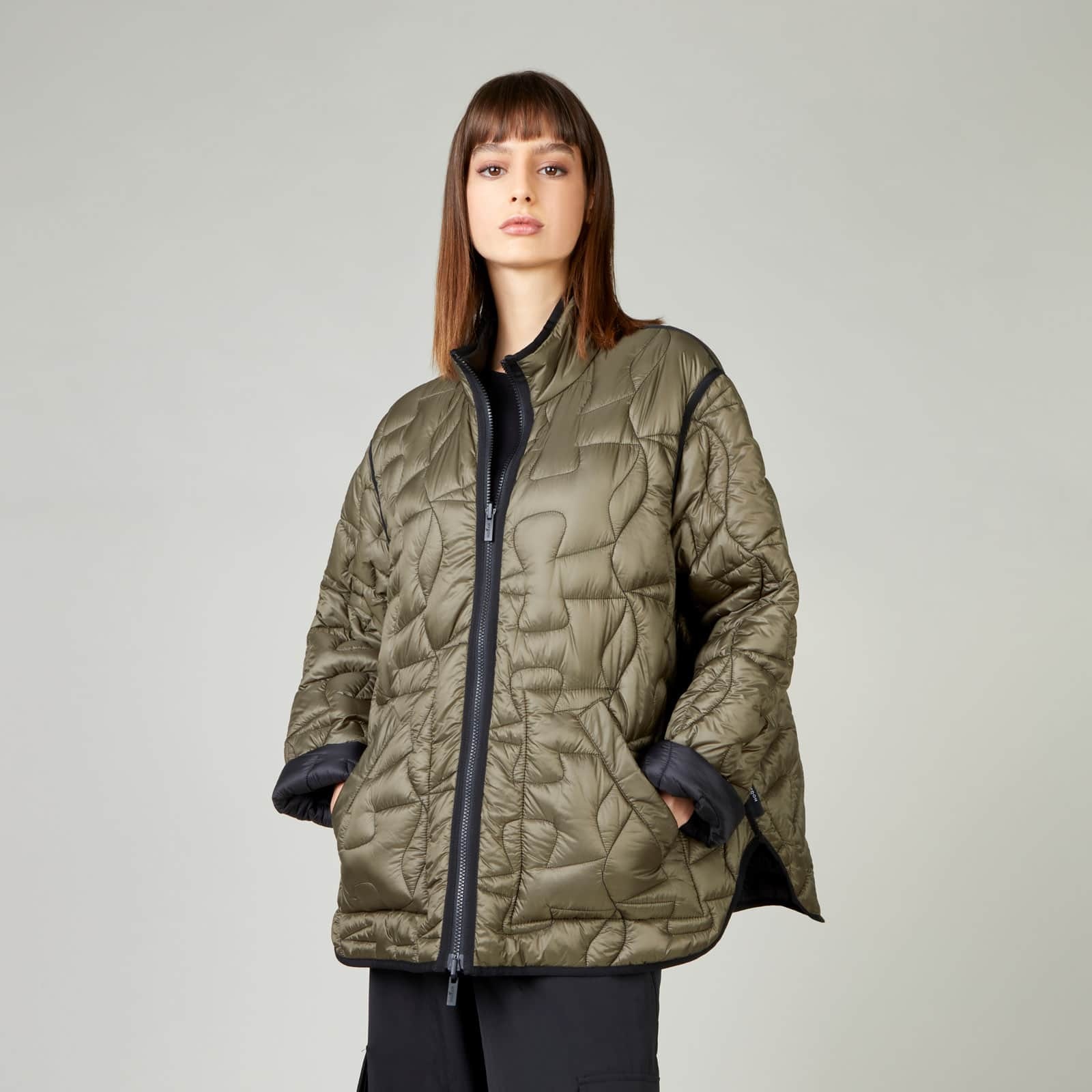 Quilted Bomber Jacket Green Black - 5