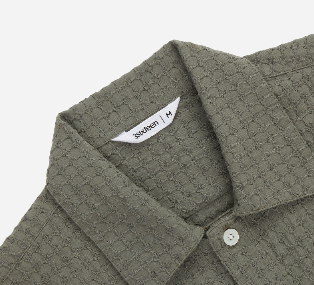 Resort Shirt - Olive Geo Weave - 3