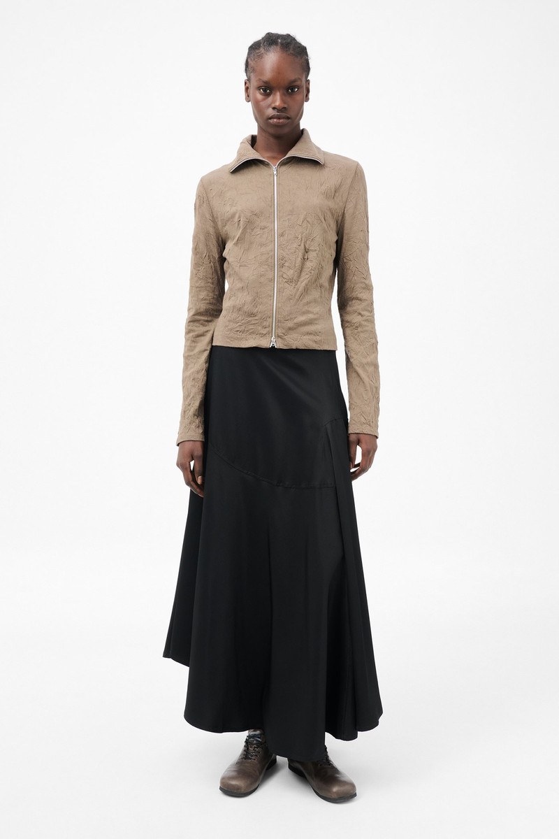 Our Legacy Slim Zip Longsleeve Olive Crinkle Jersey outlook