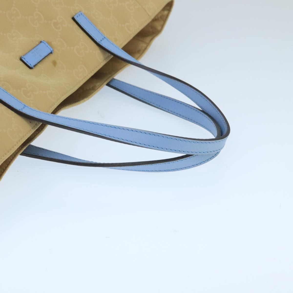 GUCCI GG Canvas Tote Bag Nylon Beige Blue Silver - 7