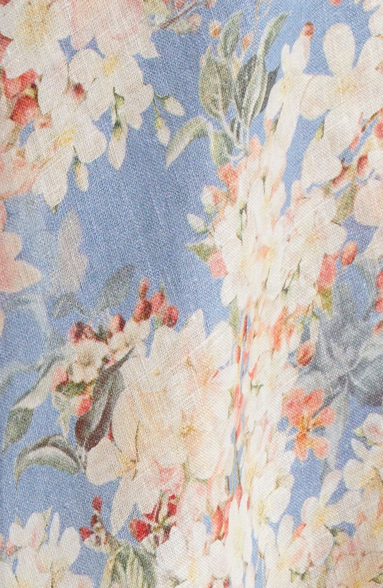 Zimmermann Cascadian Bias Cut Linen Maxi Skirt in Blue Botanical Floral at Nordstrom - 5