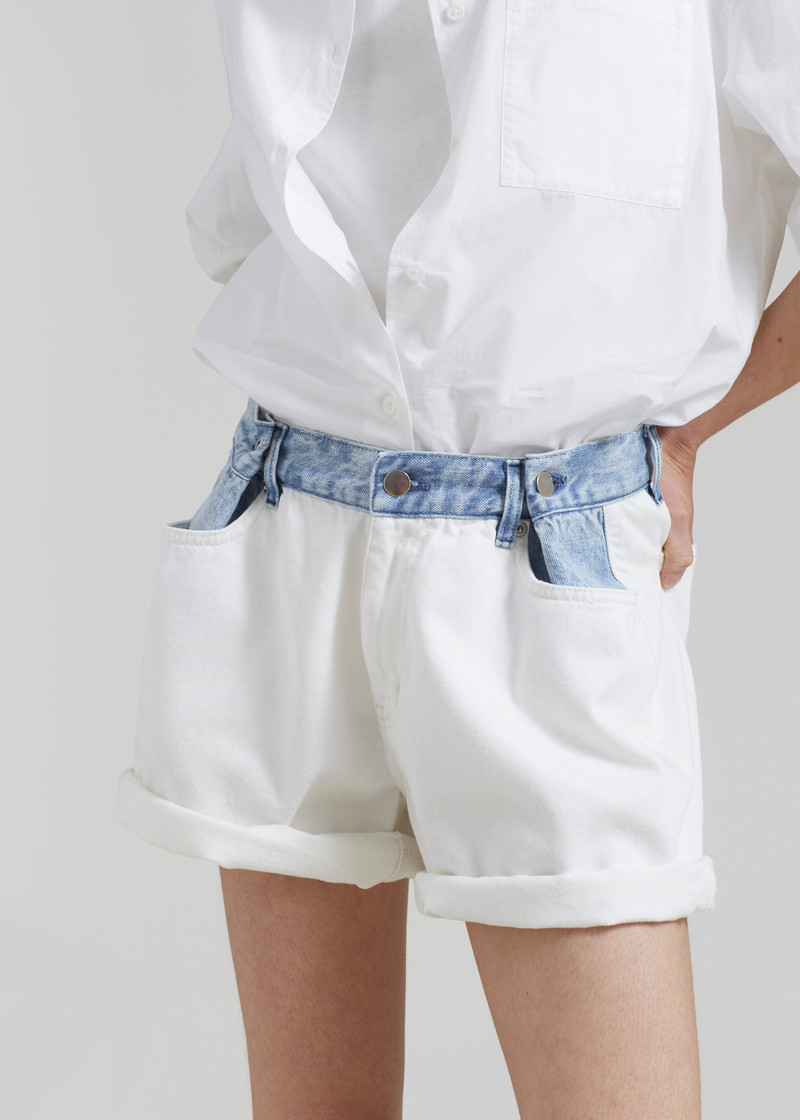 Hayla Contrast Denim Shorts - Off White/Blue 3