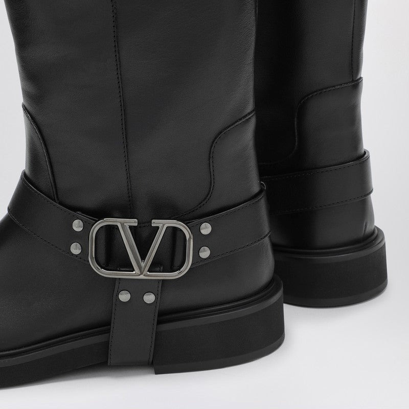 Valentino Garavani Vlogo Signature Black Boot Women - 4
