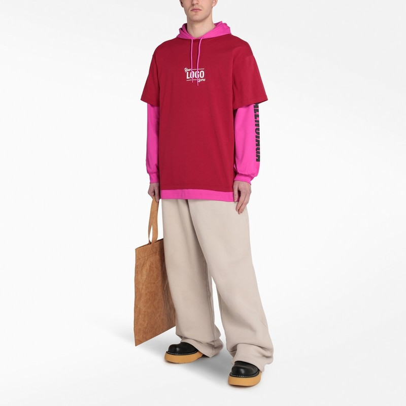 BALENCIAGA White and pink t-shirt with hood outlook