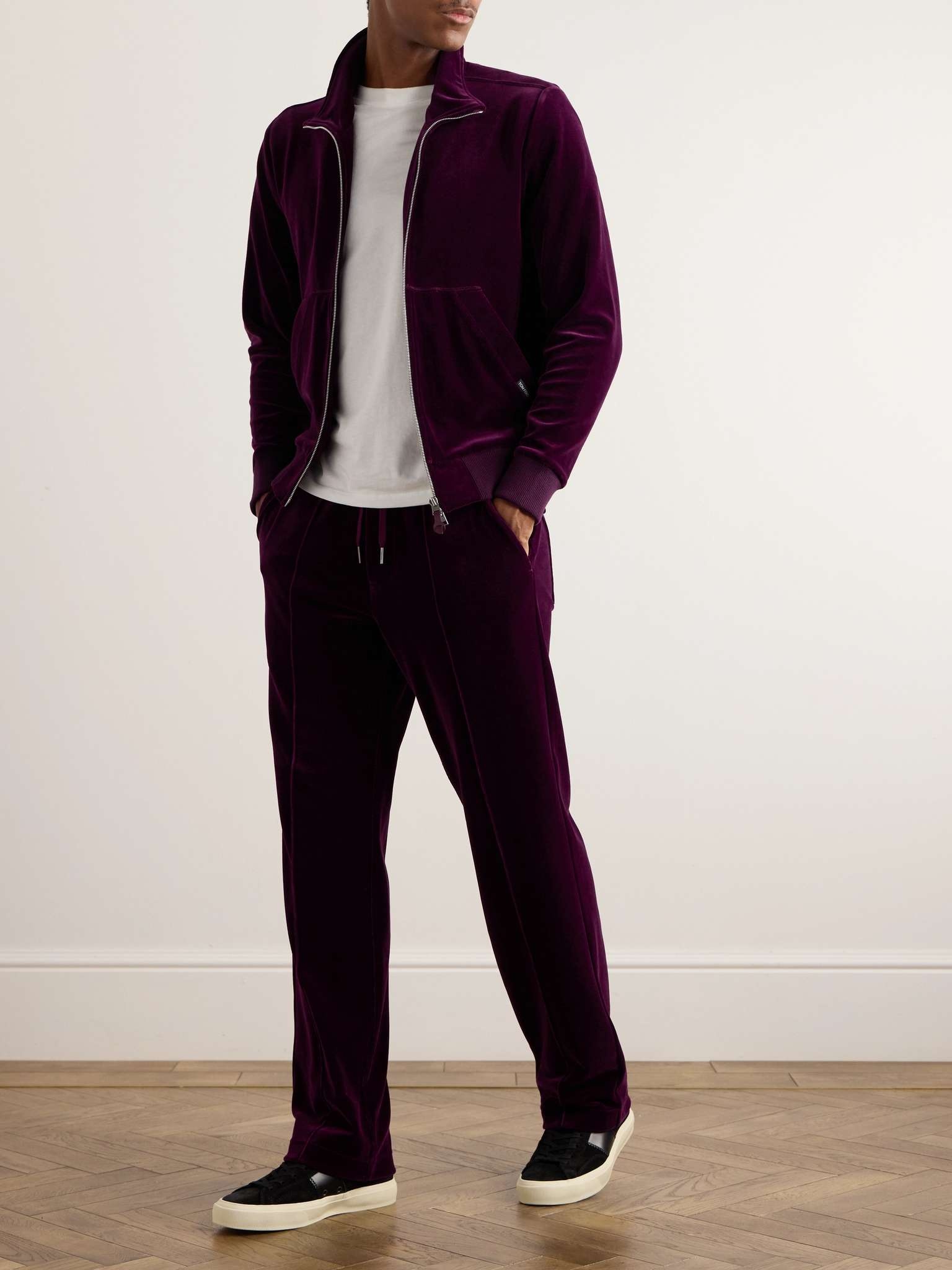 Straight-Leg Cotton-Blend Velour Track Pants - 2