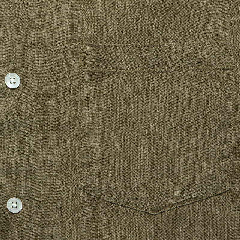 Linen Camp Shirt - Olive 3