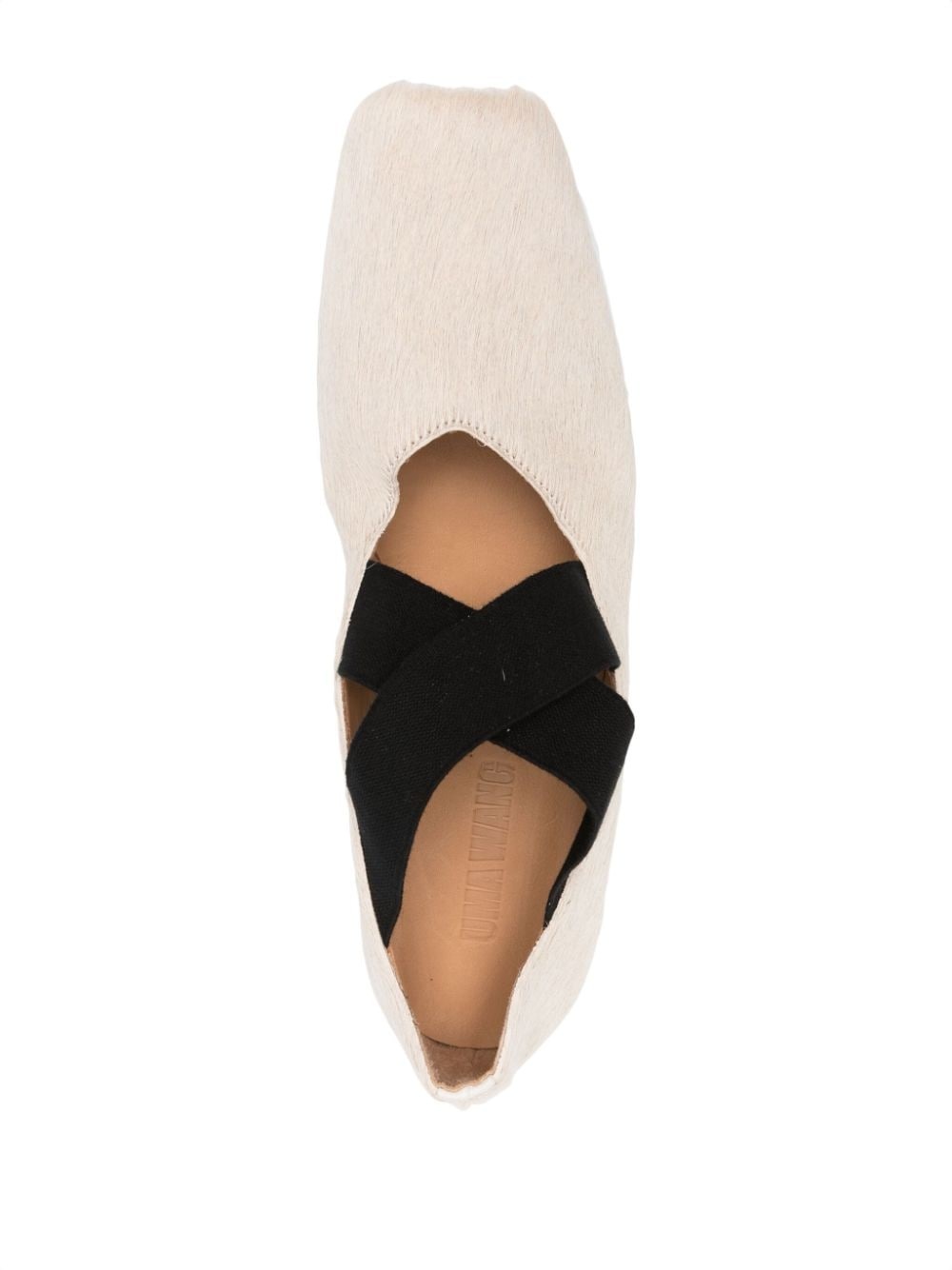 square-toe leather ballerina shoes - 4