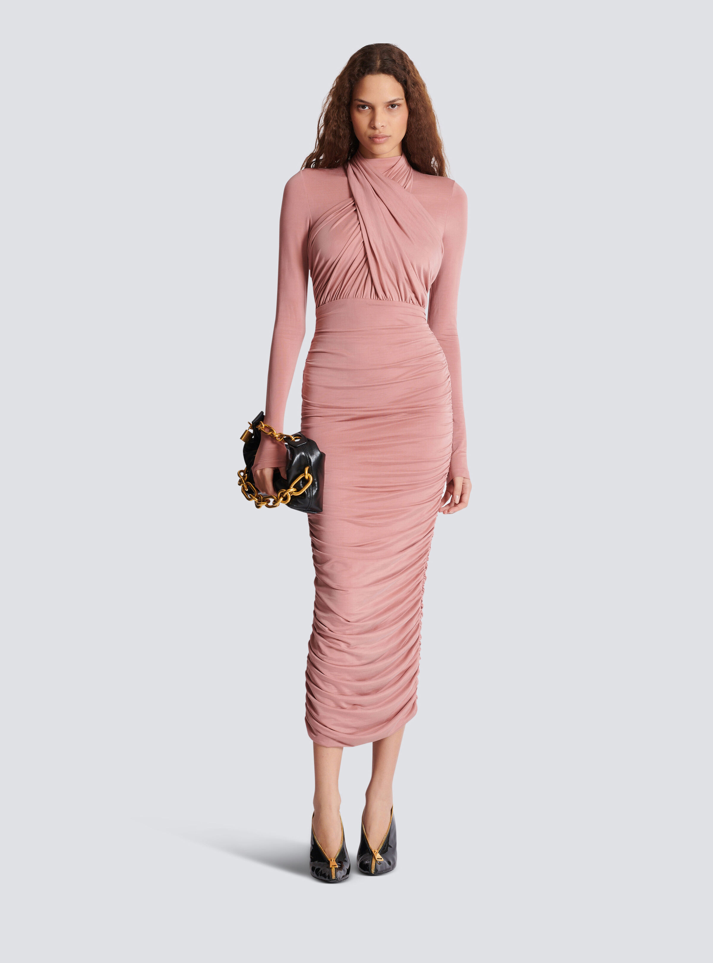Pleated jersey midi dress - 2
