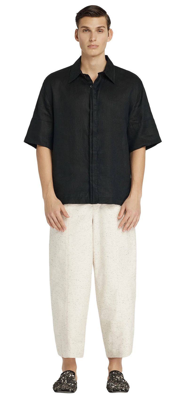 entire studios OJAI SHIRT BLACK LINEN outlook
