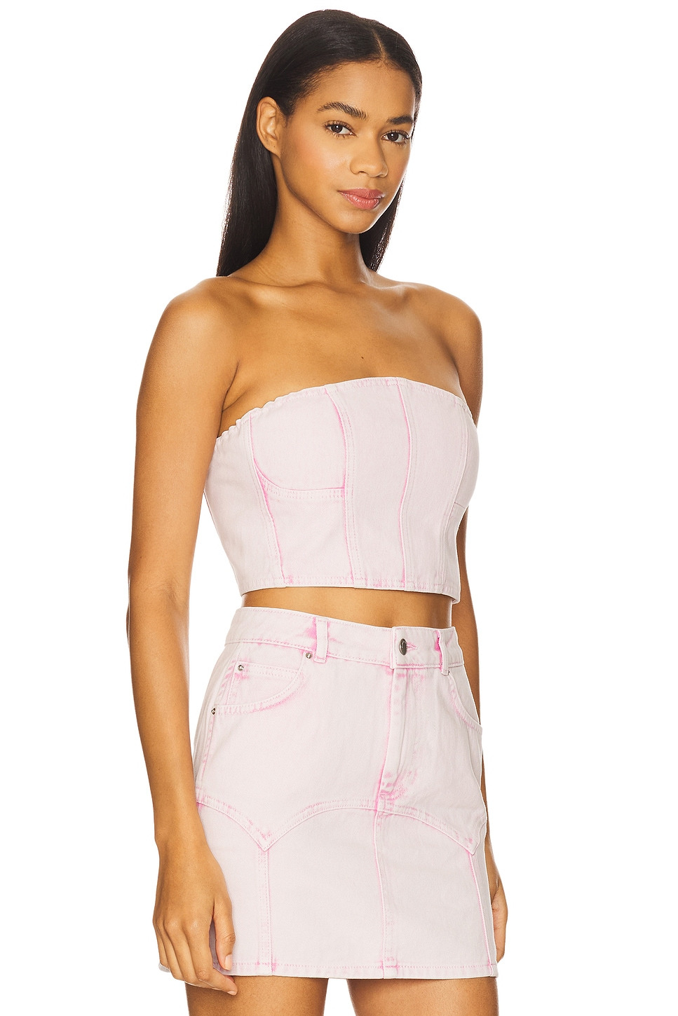 Colored Denim Bustier Top - 2